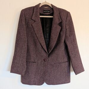 VTG Giorgio Sant' Angelo Wool Houndstooth Blazer Dark Academia Career Heirloom
